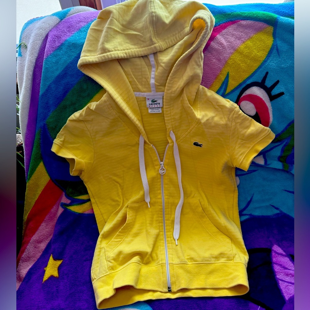 Lacoste yellow zip up hoodie size 38